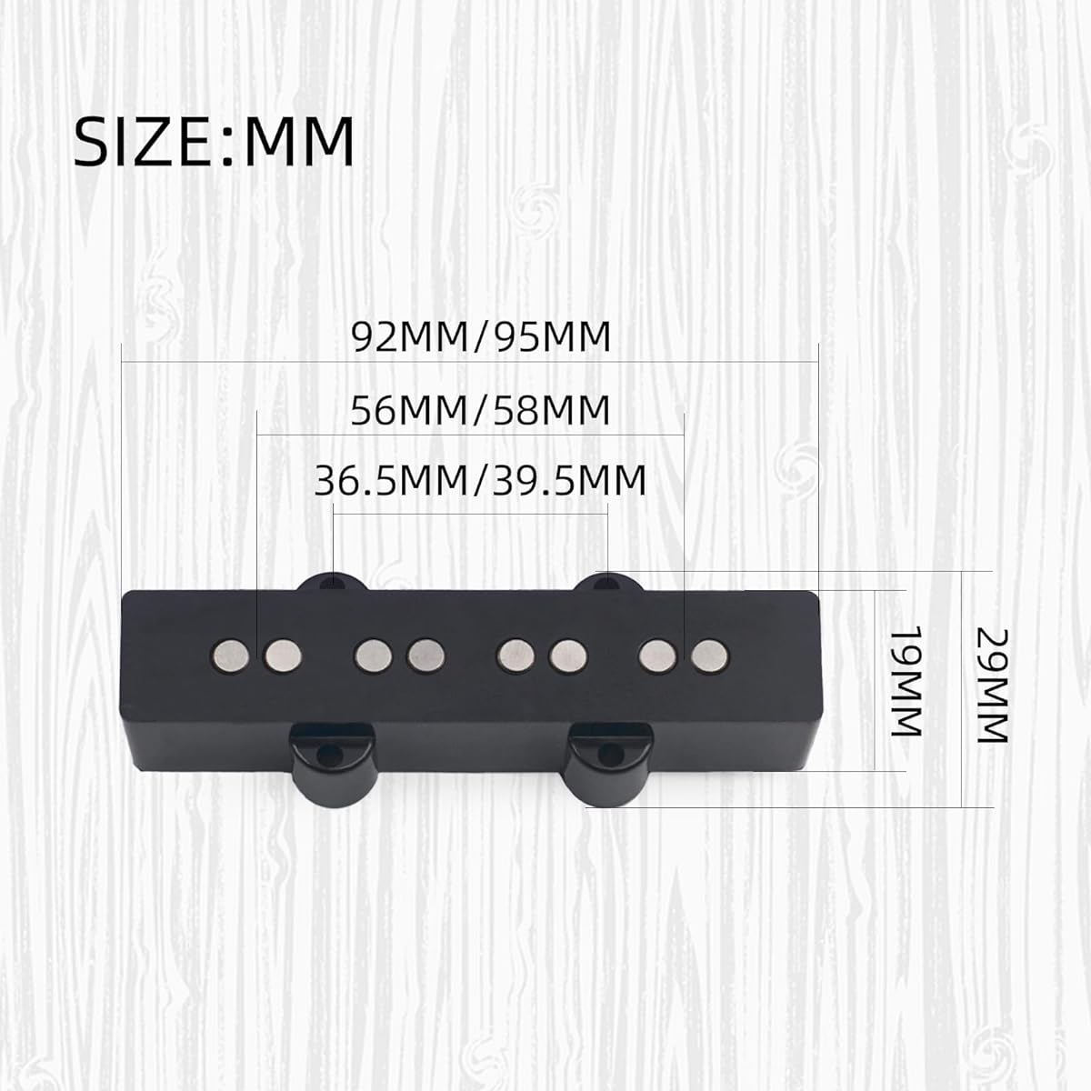 MAXCHEER Open Alnico 5 Jazz JB Bass Pickup Neck Bridge Pickup Braided Cloth Cable for 4 String Bass Parts