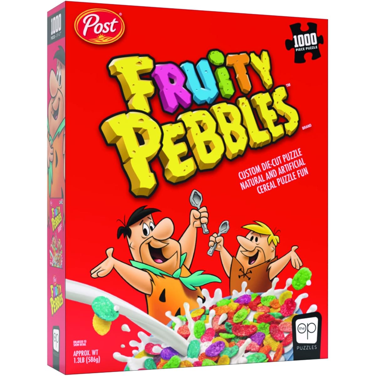 Fruity Pebbles 1000 Piece Jigsaw Puzzle | Collectible Puzzle Classic Kids Cereal Box Fred Flintstone Barney Rubble | Officially Licensed After Breakfast Cereal Puzzle & Merchandise