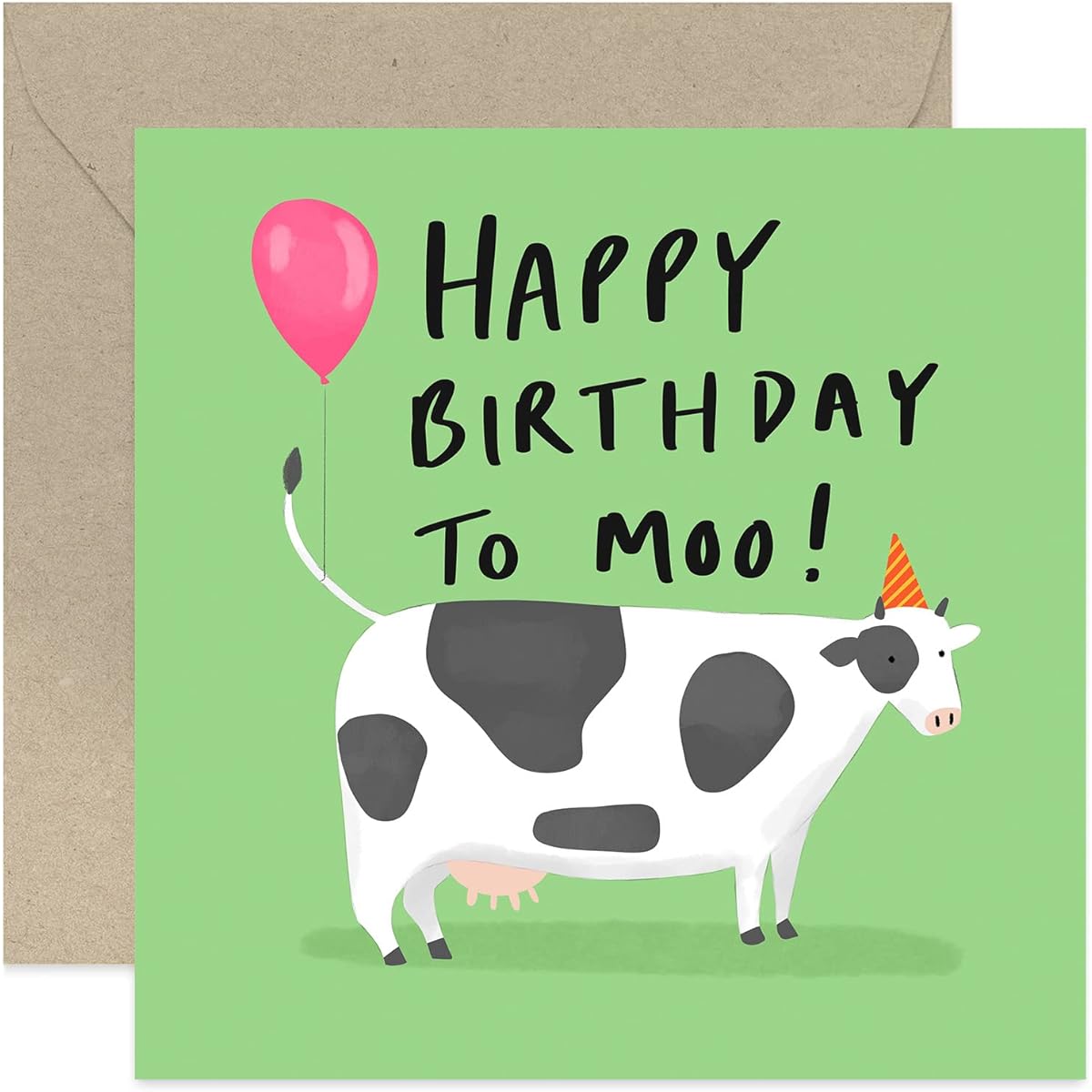 Old English Co. Cow Birthday Card - Humorous Cow Pun Birthday Card for Her and Him | Happy Birthday To Moo | Blank Inside & Envelope Included