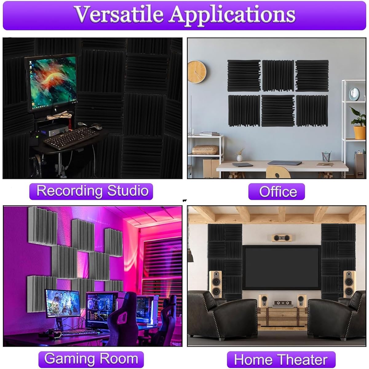 Pyramid Design Acoustic Foam Panels 12 x 12 x 2 Inch Soundproof Foam Panels High Density Fire Resistant Acoustic Panels Sound Panels Studio Foam for Walls and Ceilings Pack of 12