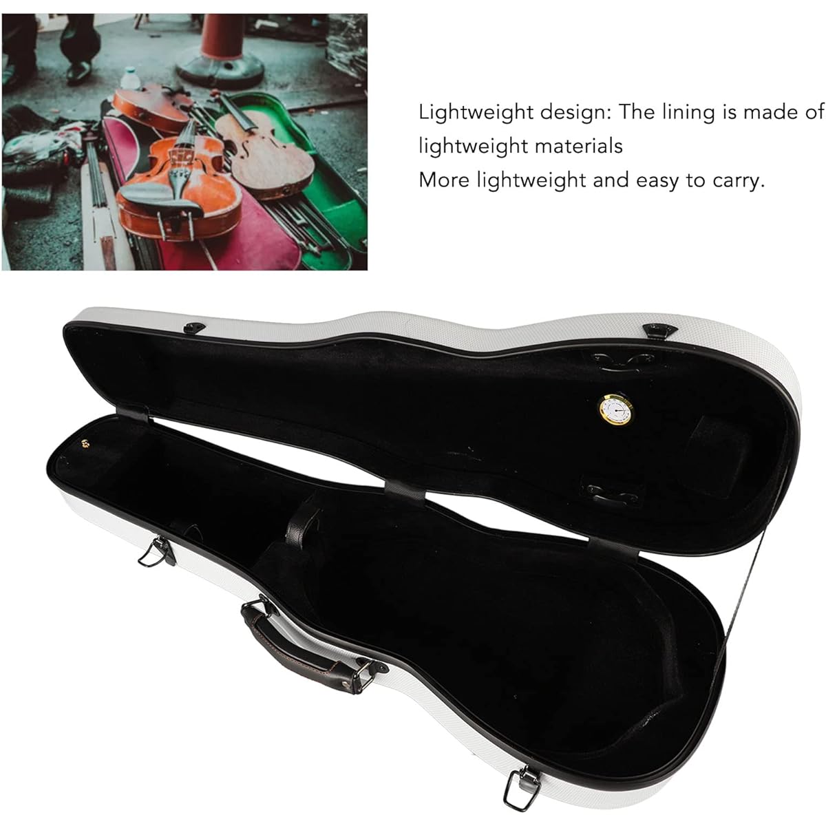 Violin Case, Violin Carrying Box Strong and Delicate 2 (White)