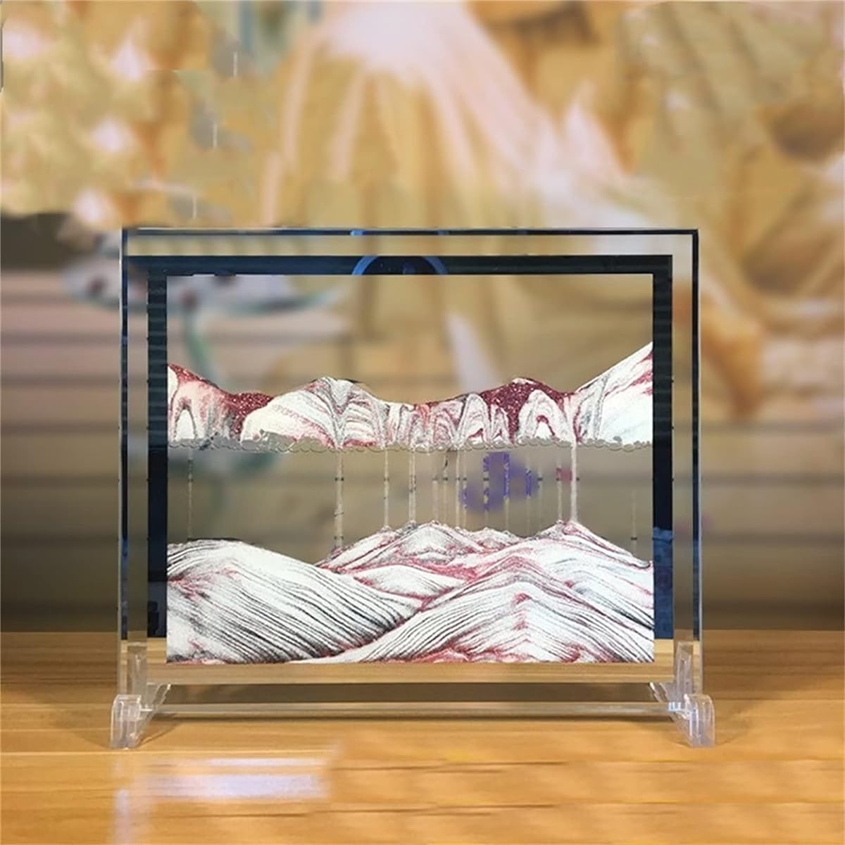 LCDOCLAK Moving Sand Art Picture (8.66 x 6.7 inches) 3D Hourglass Deep Sea Sandscape 3D Desktop Art for Home Office Decor