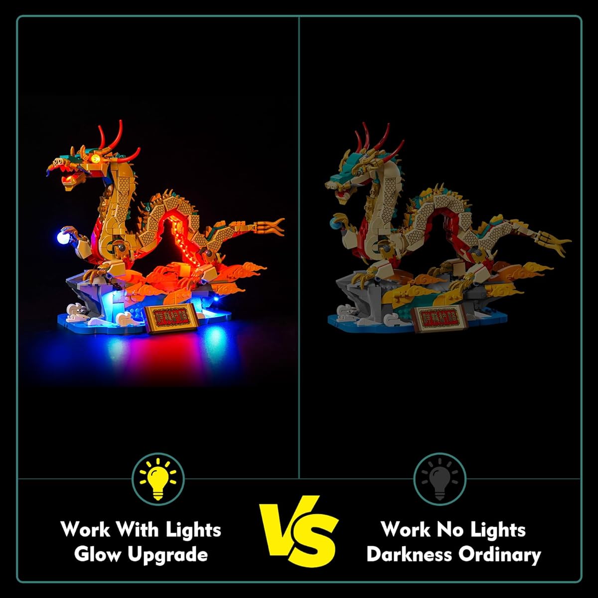 VONADO LED Light Kit for Lego Auspicious Dragon 80112 DIY Creative Lighting Set Accessories Compatible with Lego 80112 Building Set (Light Only, No Model)