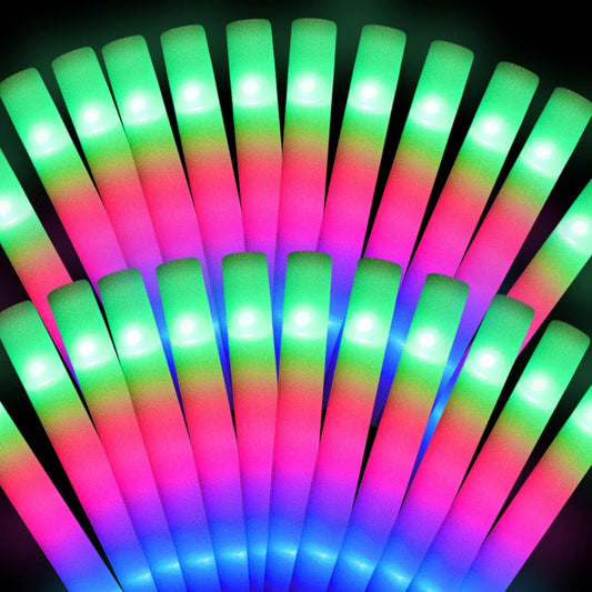 120 Pack LED Foam Sticks Colorful Flashing Glow Sticks 16 Inch Glow Baton 3 Modes Flashing Light Up Sticks Glow in the Dark Party Supplies for Birthday Wedding Party Halloween Christmas
