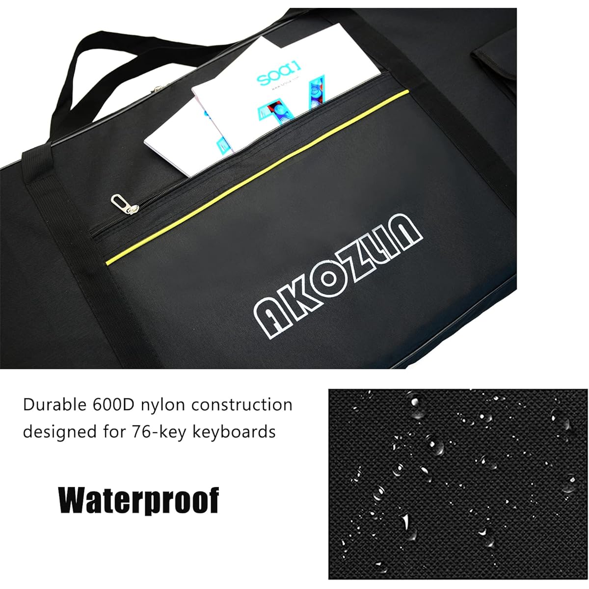 AKOZLIN 76 Portable Padded Keyboard Case Bag Updated Version Gig Bag