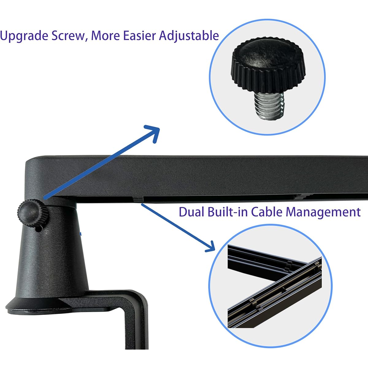 Prizmora Low Profile Microphone Arm, Adjustable Microphone Boom Stand Solid Metal Desk Mount Microphone Boom Arm Cable Management Desktop Flexible Microphone Holder