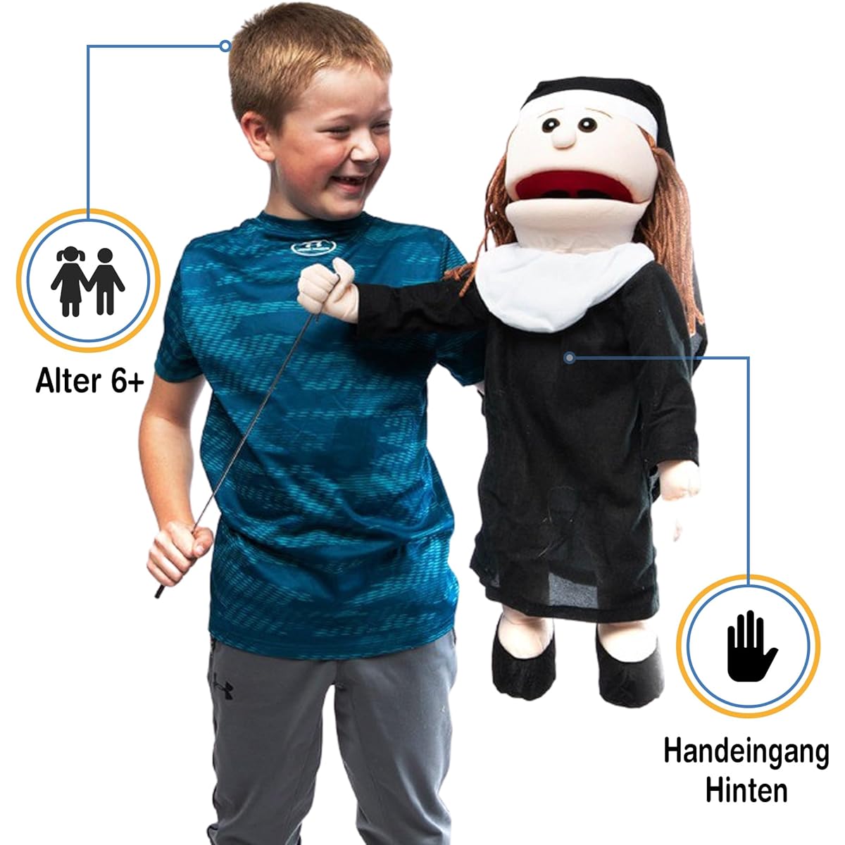 60cm Nun, Peach, Full Body, Ventriloquist Style Puppet
