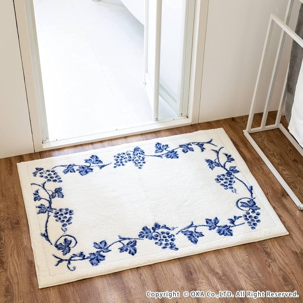 OKA Good Dry Bath Mat Lux Approx. 70cm x 100cm Blue (Water Absorbent, Quick Drying, Foot Wiping Mat, Antibacterial, Odor Resistant, Anti-Slip Treatment)