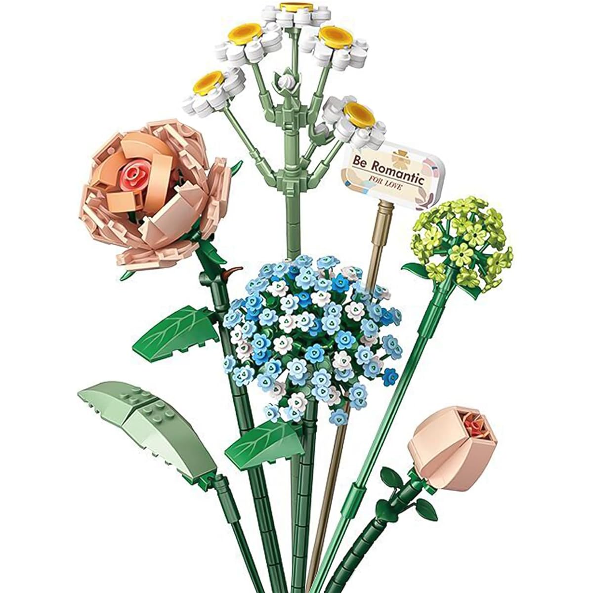 PinkBee Flower Bouquet 2021, Mini Rose Building Blocks Set Artificial Flower Creative Toy Kit 8-12 Birthday Christmas Xmas Gifts for Women Adults Girlfriend Home Desk Table Decor (680 Pieces)