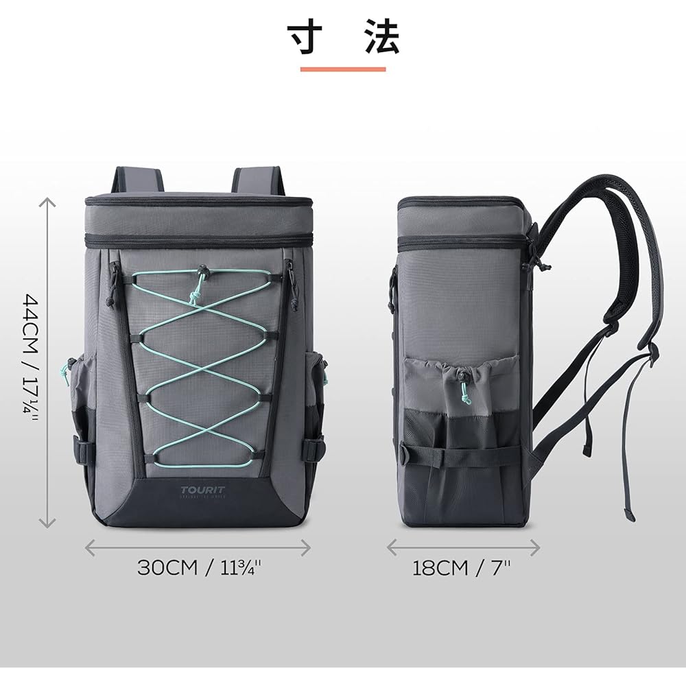 [Tourito] TOURIT Insulated Backpack, Thermal Backpack, Cooler Bag, Cooler Box, Large Capacity, Waterproof, Lightweight, For Fishing, Shopping, Delivery, Camping, Climbing, Outdoors, Men's, 24L