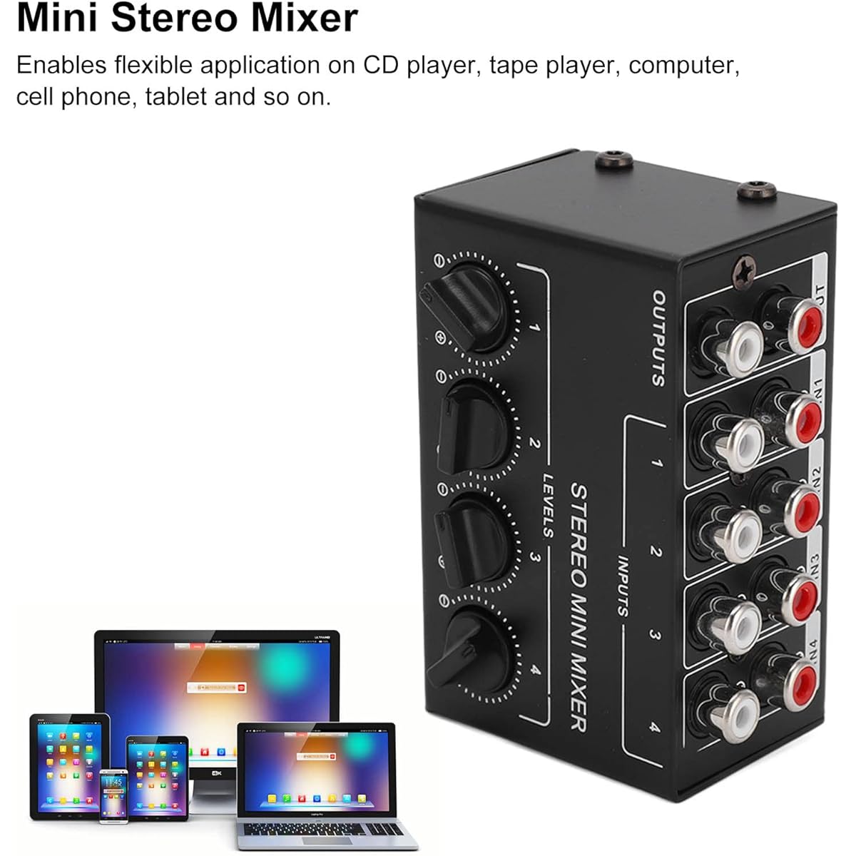 Stereo Line Mixer Audio Mixer Portable Passive for Mixing