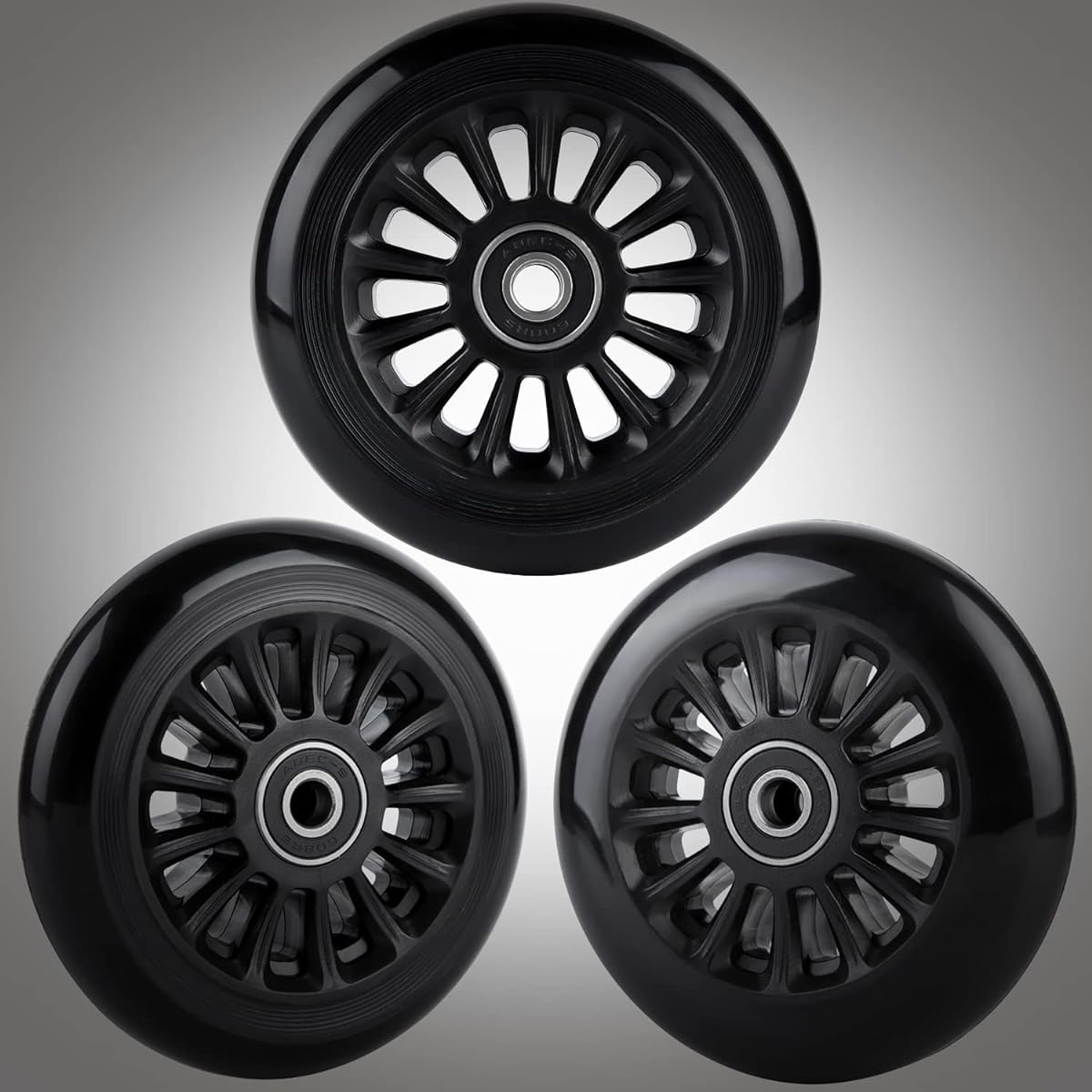 WHEELCOME PU Replacement Wheels with Bearings ABEC-9 for EzyRoller Classic/Drifter/Junior Kid Ride-On Toy Scooter (Set of 3)