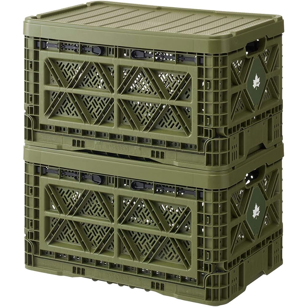 LOGOS Foldable Strong Container L (with lid) 73188023 Khaki Size: (approx.) Width 54.5 x Depth 37 x Height 31cm