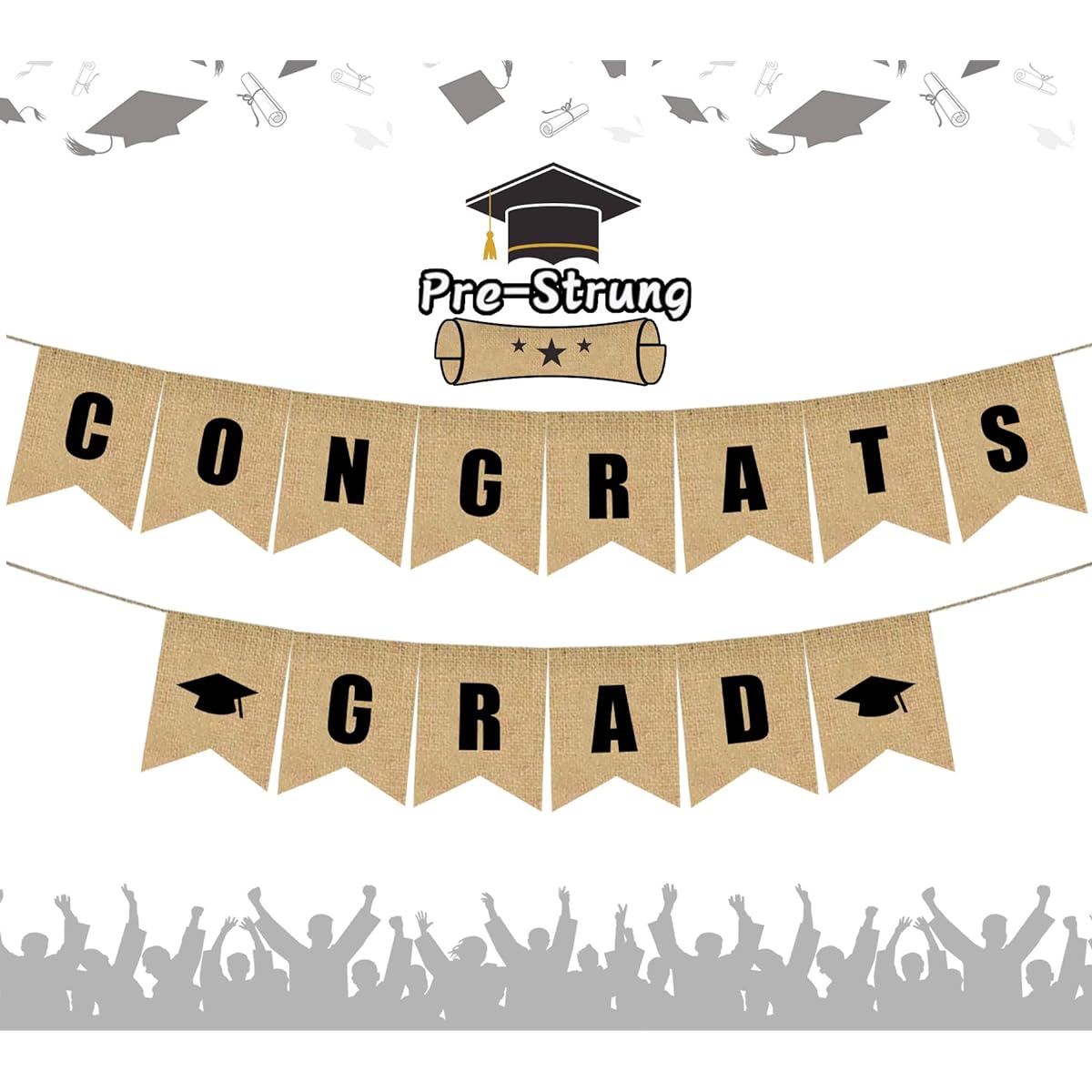 Graduation Banner Burlap GRAD