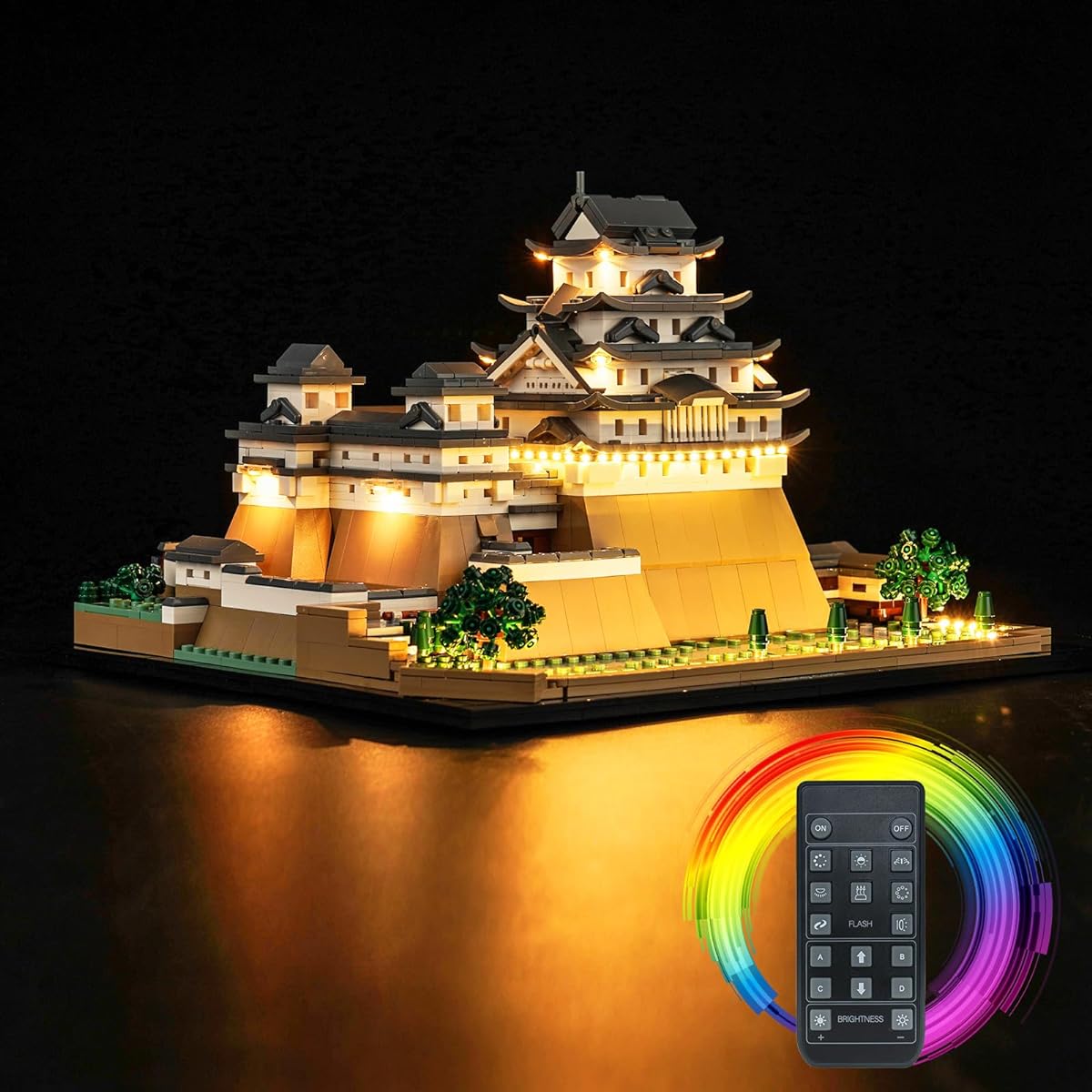 Hilighting Upgrade LED Light Kit for Lego Architecture Landmark Collection: Himeji Castle Building Set, Compatible with Remote Control Lego 21060(Model Not Included)