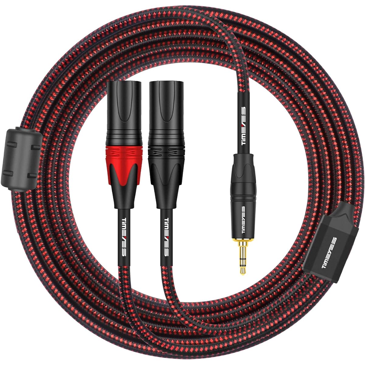 TIMEYES 3.5mm 1/8" to XLR Audio Y Cable - 1/8" 3.5mm Male to Dual XLR Male Breakout Cable - 3.5mm - 2 x XLR 3 Pin Unbalanced Microphone Adapter Cable Cord 10ft/3m