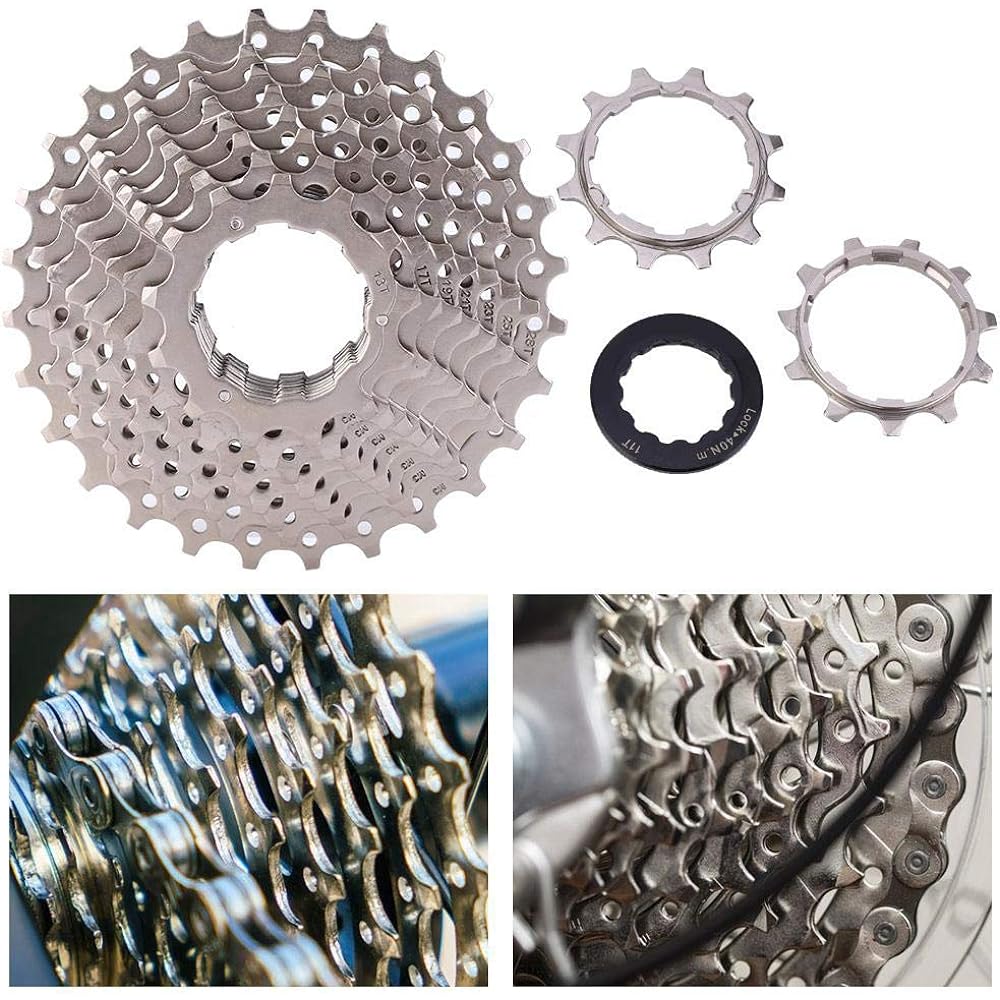 10s Sprocket Freewheel Hollow Design Lightweight Super Wear-resistant Steel 8/9/10/11 Speed 11-28T Road Bike Freewheel Cassette Sprocket Bicycle Replacement Accessories (10S-11-28T)