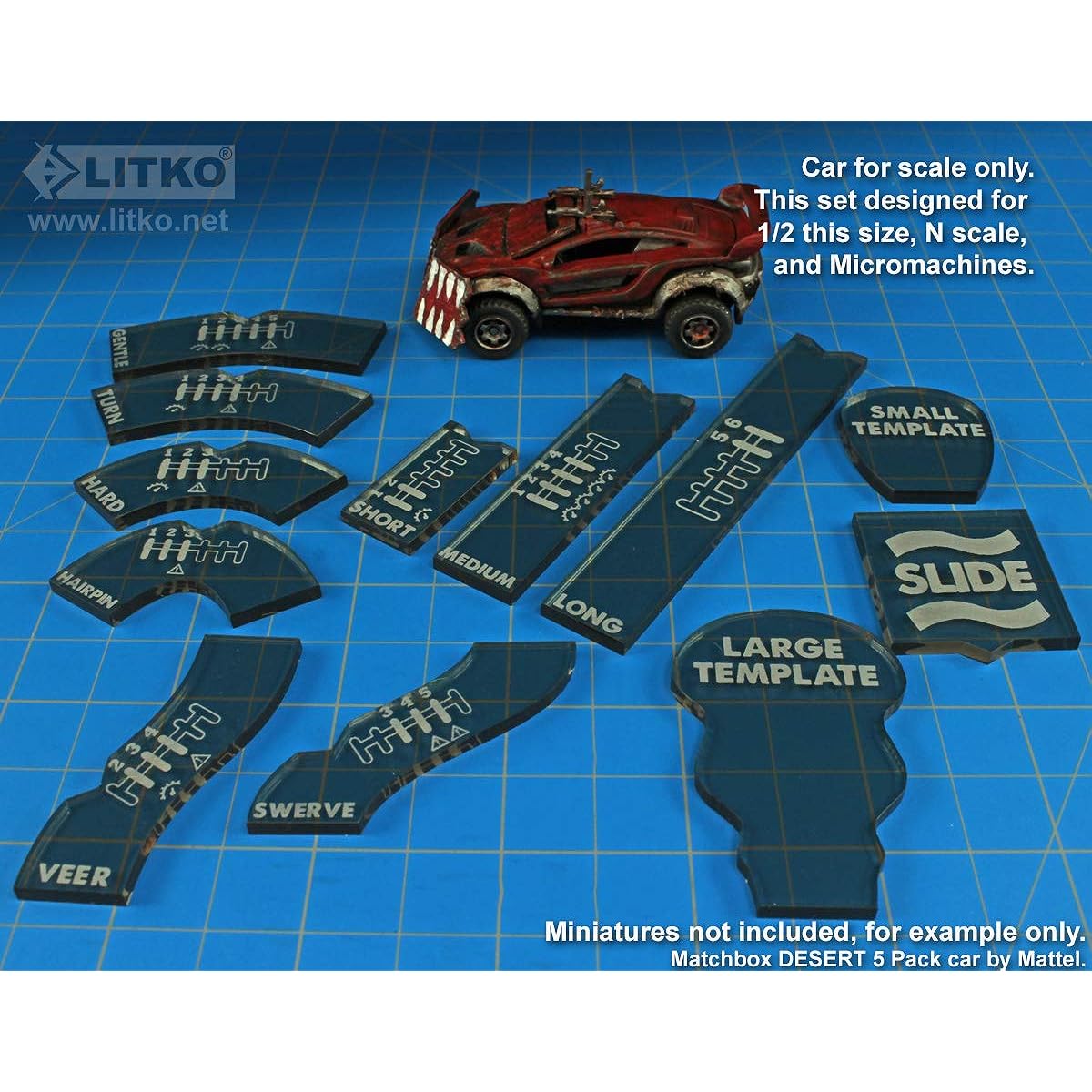 LITKO Template Set Compatible with Gasland Miniature Game | Set of 12 | Movement & Maneuver | Turn Template | Area Effect | Translucent Bronze (Half Scale Template Set)