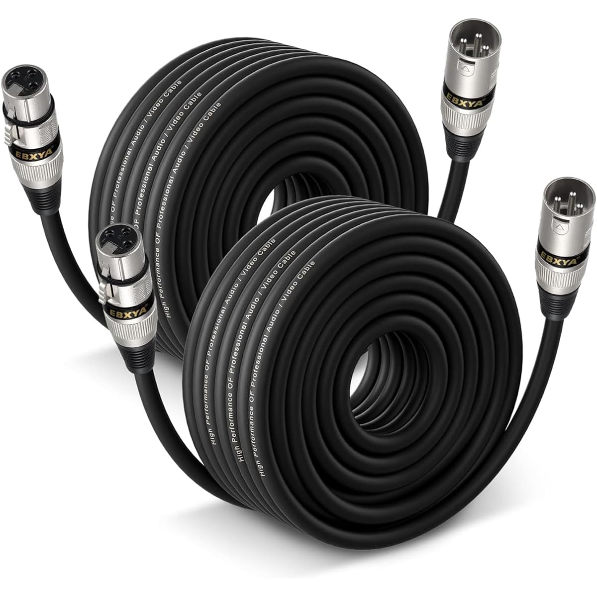 EBXYA XLR Cable 75ft 2 Pack Premium Balanced Microphone Cable with 3 Pin XLR Male to Female Cable