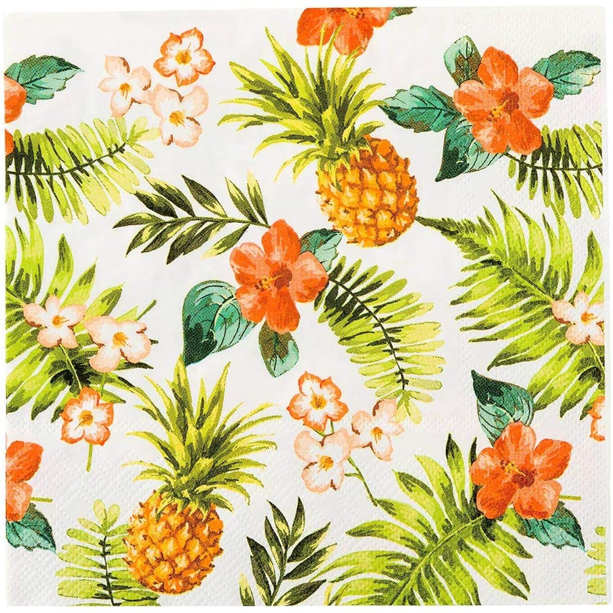 White Paper Luncheon Napkins - Hawaiian Vacation - 13" x 13" - Box of 20 - Restaurant Supplies