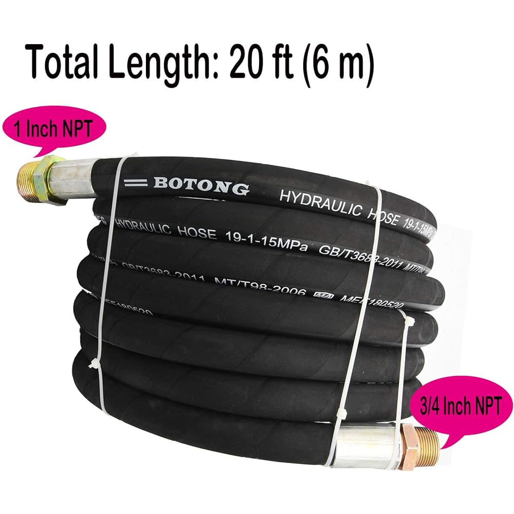 BOOTOP Fuel Transfer Hose 1 Inch Fuel Hose 20 Feet Farm Fuel Transfer Hose Male x Male Crimp Fittings for Diesel Kerosene Gasoline Diesel Fuel Hose Fuel Tank Hose