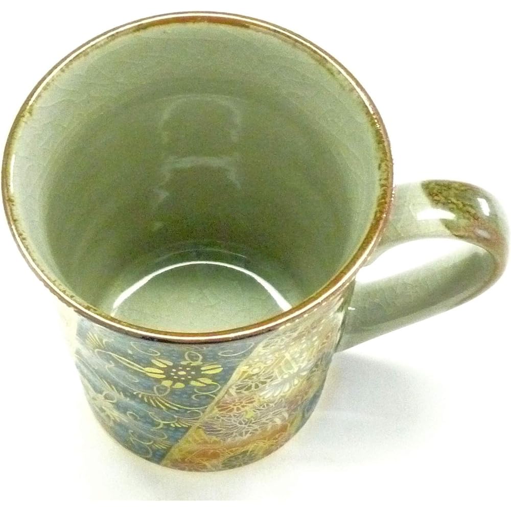 Kutani ware [Mug] Blue grains + gold flowers (masterpiece) [Back picture]