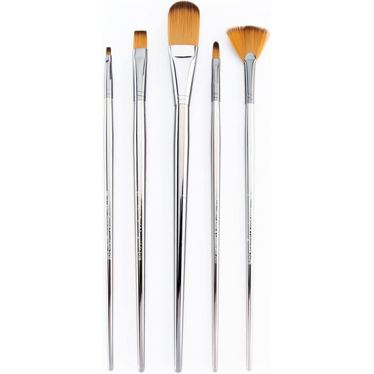 Royal & LangNickel Zen 5 Piece Long Handle Brush Set Filbert Fan Bright Brush