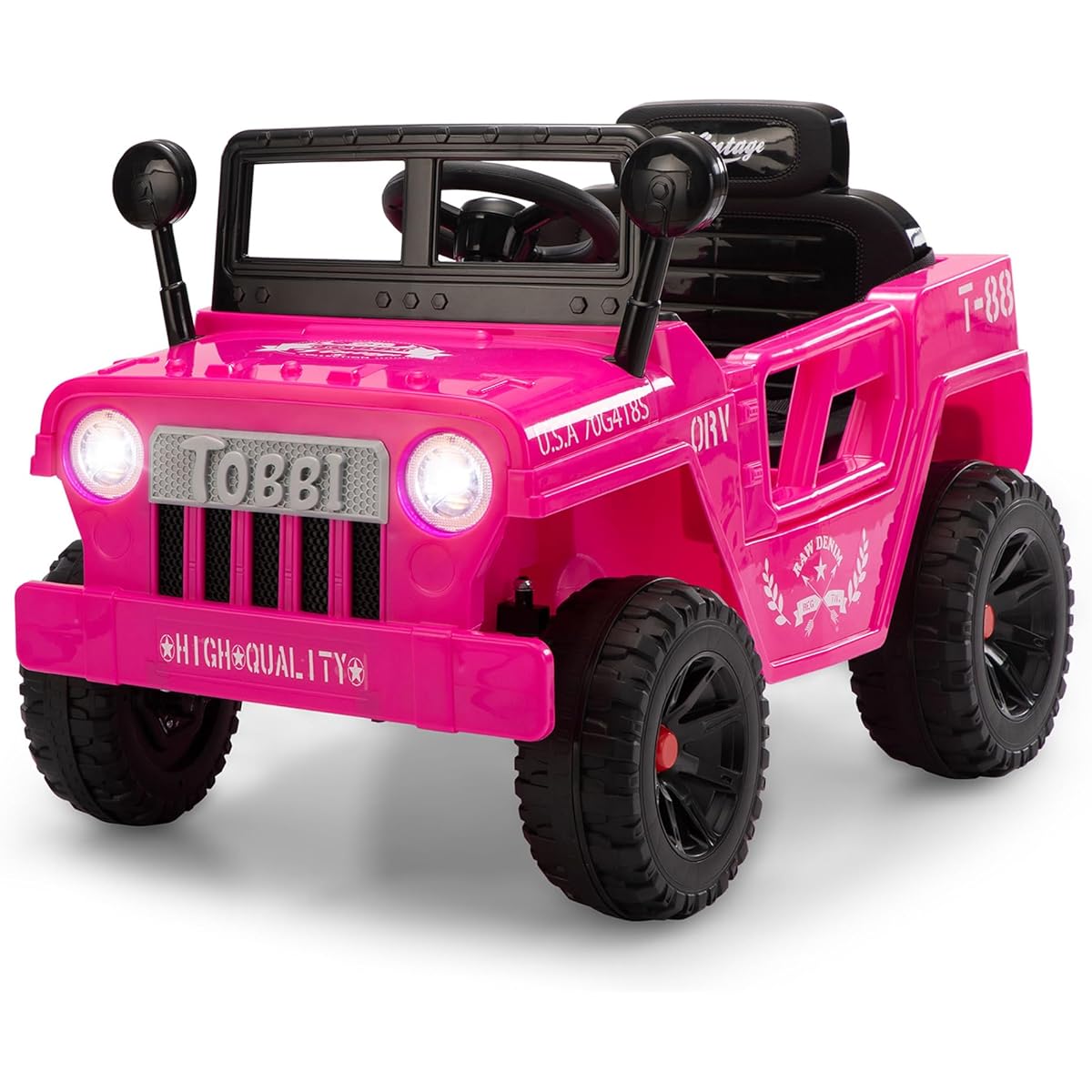 TOBBI Kids Electric Ride On Car 12V Battery Powered 4 Wheel Off-Road Toy Truck for Toddlers Ages 3-6, Pink