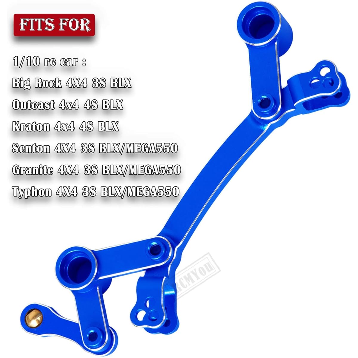 RCMYou Aluminum Steering Bell Crank Upgrade Parts for 1/10 Arrma Senton/Granite/Big Rock/Typhon 4X4 3S BLX Outcast/Kraton 4x4 4S BLX Steering Bell Crank and Steering Link Navy Blue