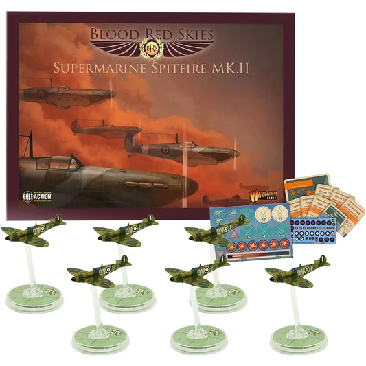 Warlord Games Wargames Delivery Blood Red Skies - British Spitfire Mk. II Squadron 1/200 Scale World War II Air Combat Game Model Airplane Kit