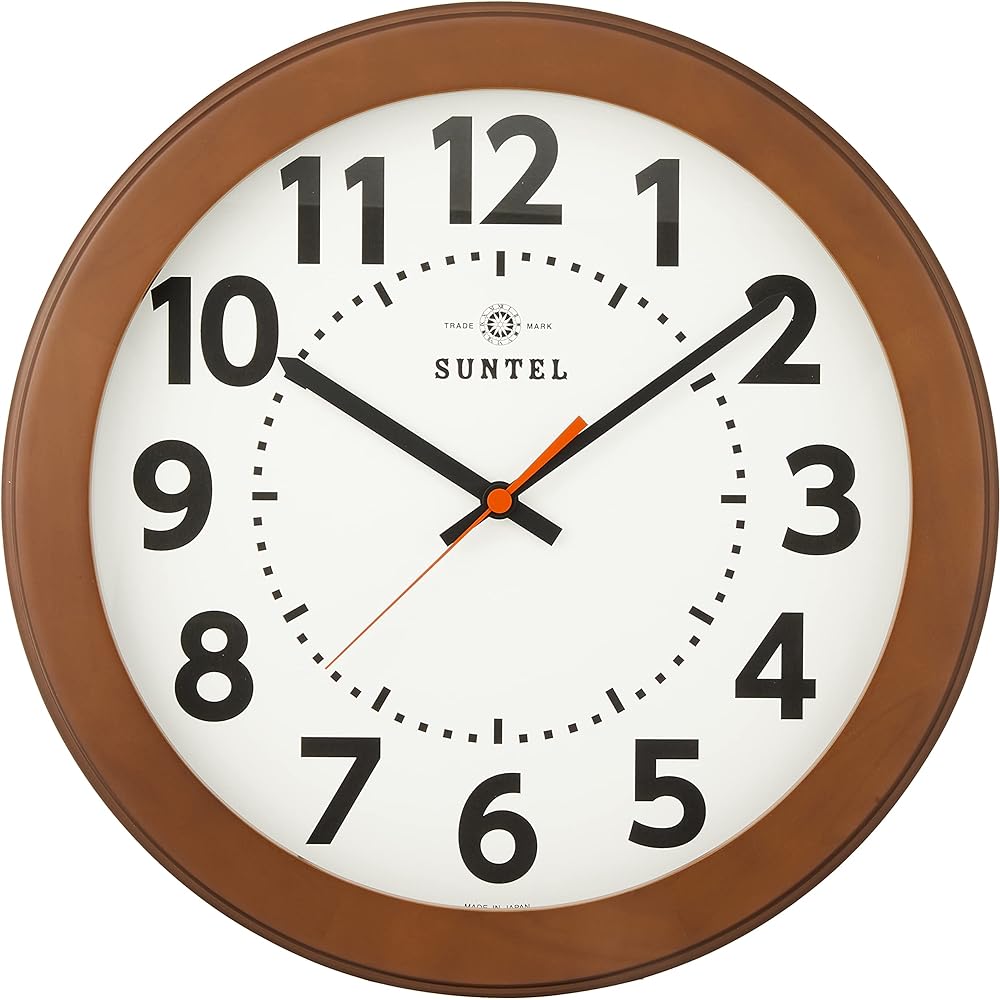 Suntel Wall Clock Brown 330 x 45mm Moji Clear Wooden Frame Wall Clock BR (Brown) SQ06-BR