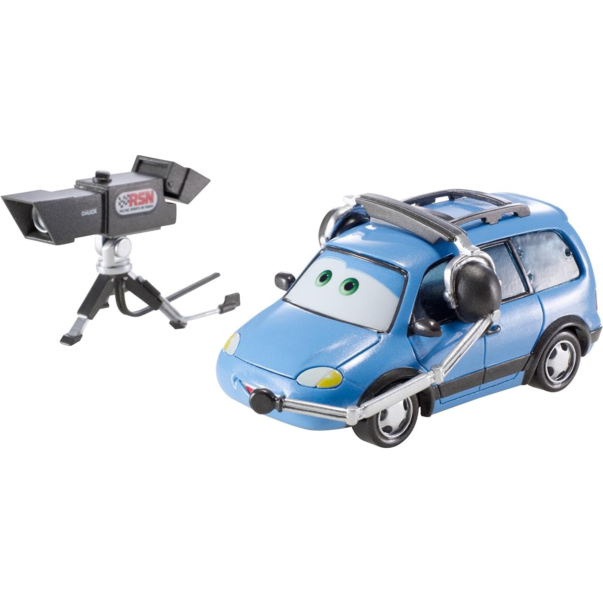 MATTEL Mattel Cars Diecast Car World of Cars "Racing Sports Network" CHUCK CHOKE CABLES / Disney PIXAR 2014 WOLRD OF CARS "RSN RACING SPORTS NETWORK" CHUCK CHOKE CABLES
