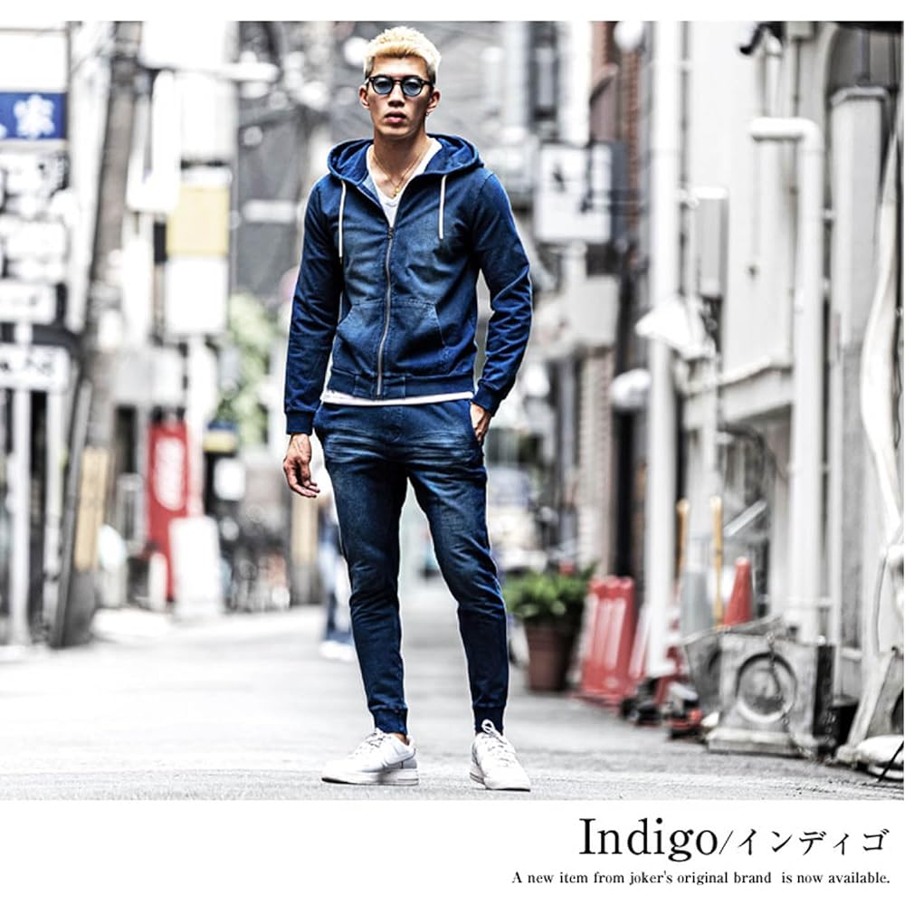 [Sam Diff] [Sweat Denim Setup] Cut Denim Top and Bottom Set Setup Men's Zip Parka Jogger Pants Room Wear Joker