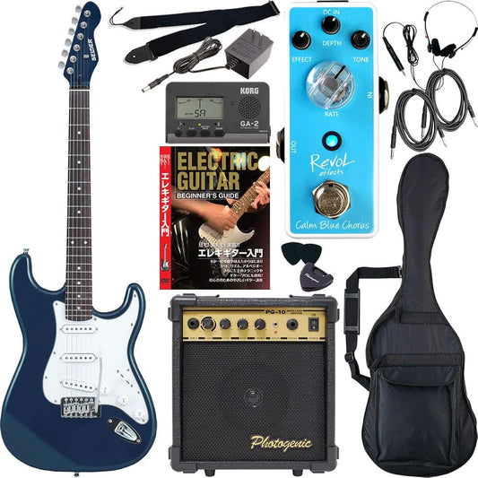 SELDER Electric Guitar Stratocaster Type ST-16/MBL Sakura Musical Instruments Original Revol effects Effector Introduction Set [Chorus Clam Blue Chorus/ECO-01]