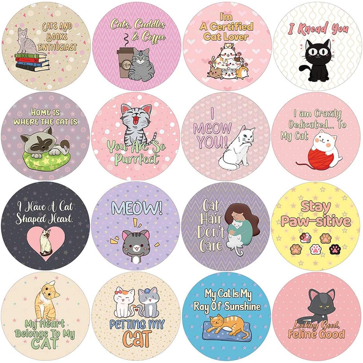 Creanoso Cat Lover Stickers (Sheet of 5) - Sticker Cards Gifts - Great Stockings Gifts for Boys & Girls - Classroom Home Rewards
