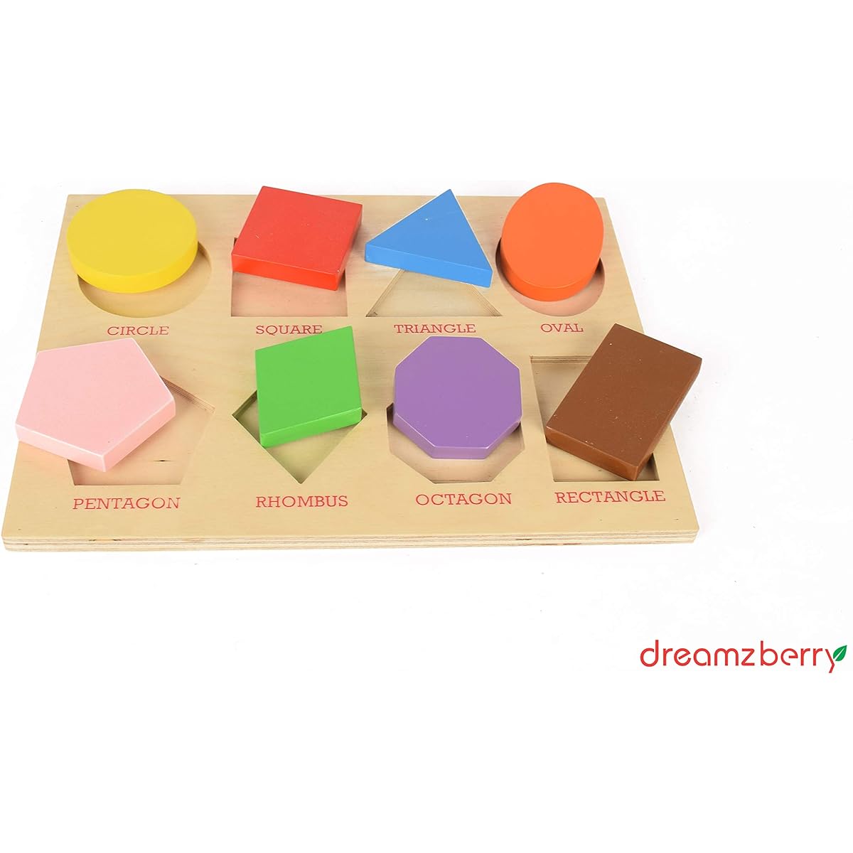 Dreamzberry Wooden Shape Puzzle Set 8 Pieces Preschool Learning Shape Recognition Education