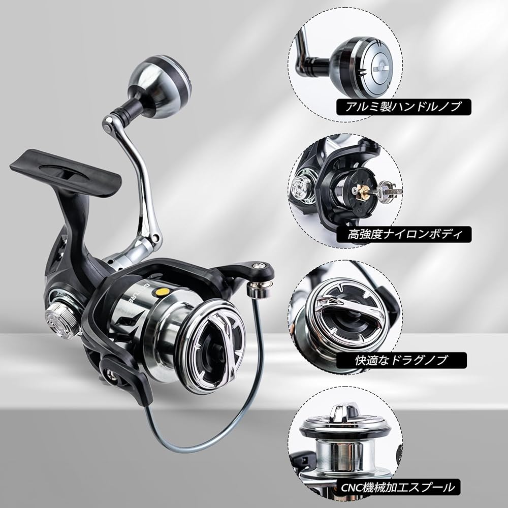 Goture Spinning Reel Beginner's Reel No. 1000 5+1BB Left and Right Interchangeable Handle Jigging Reel Ultra Light Freshwater Fishing Sea Fishing Flounder Sea Bass Trout Sabiki Reel Embankment and Rock Fishing Lure Fishing Kayak Fishing