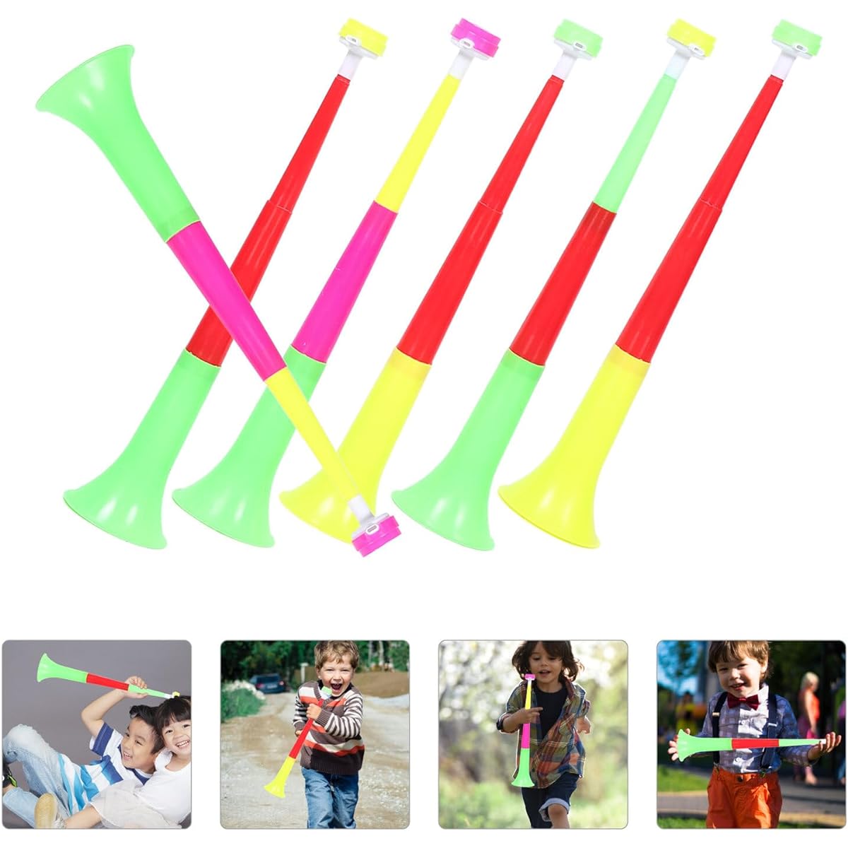 Toyvian 6pcs Football Horns Toy Trumpet Noise Maker Toy Horns Noise Maker Plastic Horns Toy Cheer Fan Trumpet Sports Games Toy Horns Sports Party Supplies Favors