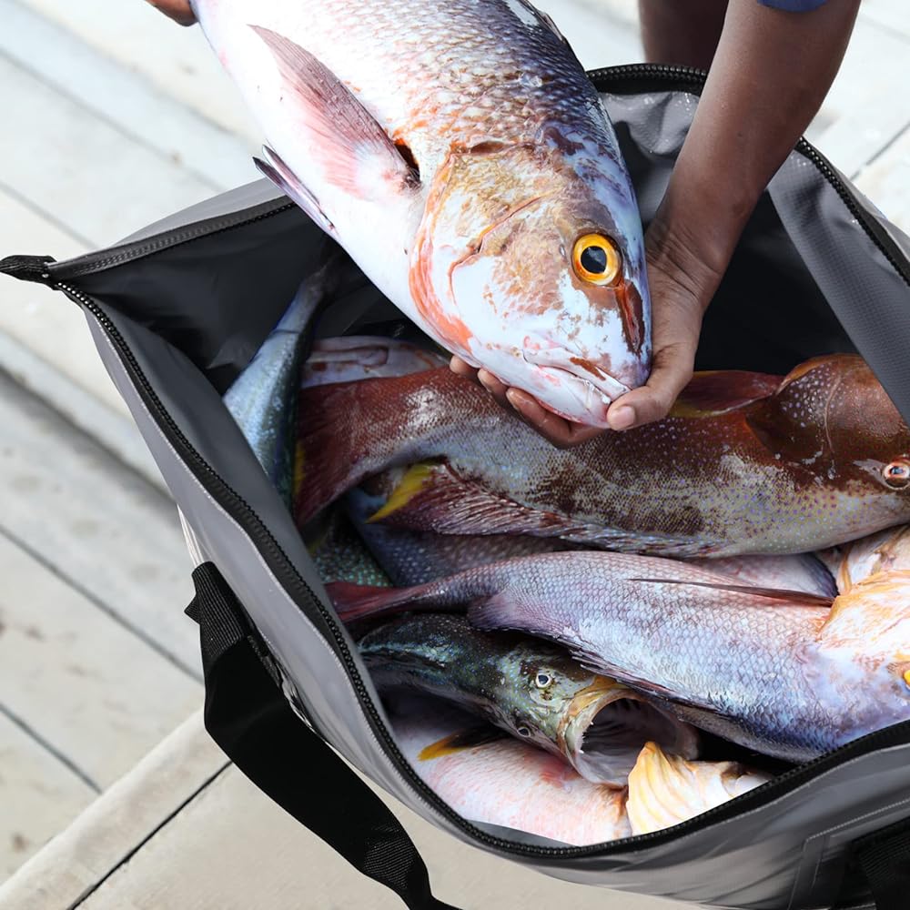 Buffalo Gear Insulated Fishing Cooler Bag, 60cm 80CM 90cm Waterproof Fish Bag, Soft Cooler Box Leak-Proof Fishing Cooler, Keeps Cold Over 24 Hours