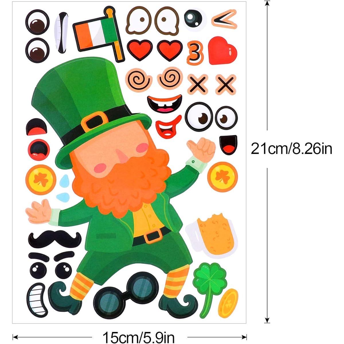Konsait 24 Pieces St. Patrick Stickers for Boys and Girls DIY Stickers