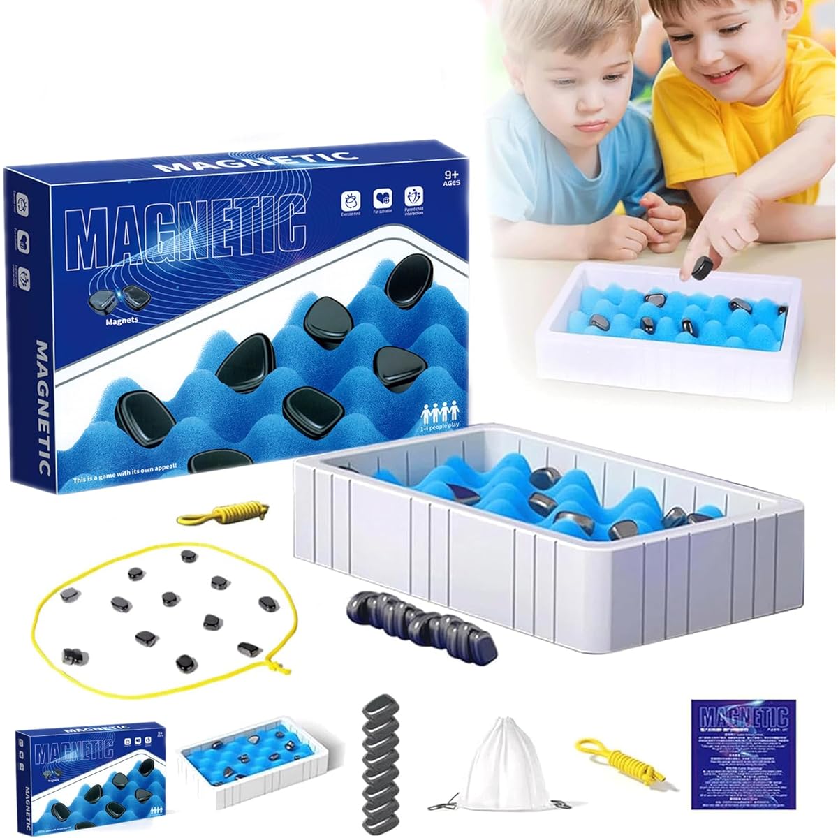AROX MATI Magnetic Chess Strategy Game - Multiplayer Magnetic Board Game Strategy Tabletop Magnetic Game with Sponge Groove/Rope Portable Magnetic Battle Chess with Storage Bag