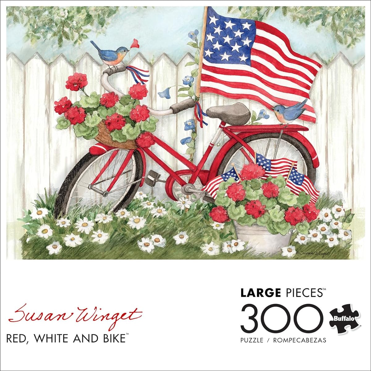 Buffalo Games - Susan Winget - Red, White and Bike - 300 Large Piece Jigsaw Puzzle