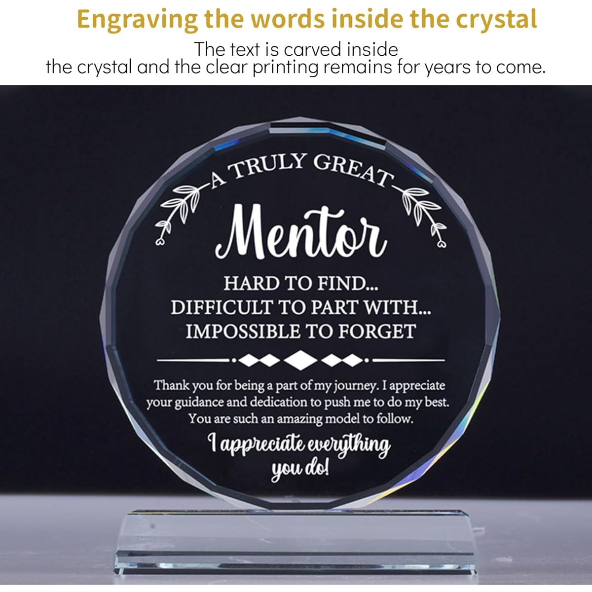 Mentor Gifts for Women and Men, Thank You Mentor Plark, Engraved Crystal Gifts, Mentor Retirement, Retirement Appreciation, Gifts for Counselor/Colleague/Teacher/Counselor/Coach/Supervisor