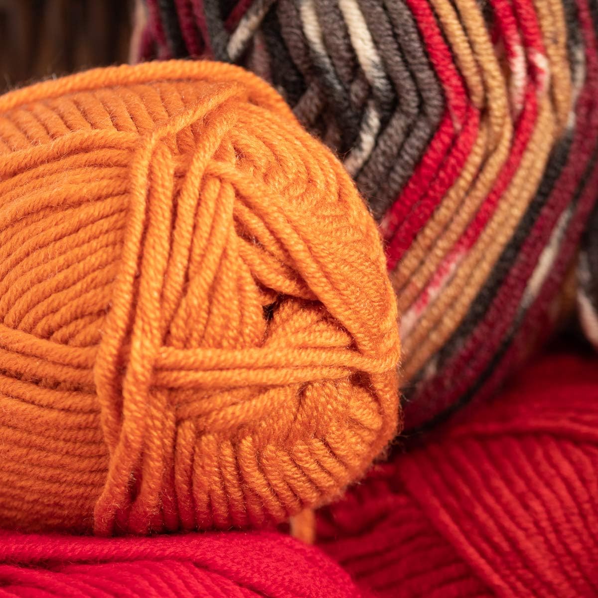 Lion Brand Wool Spun Acrylic & Wool Soft Yarn Crochet Bulky #5 3 Pack Orange 671-132