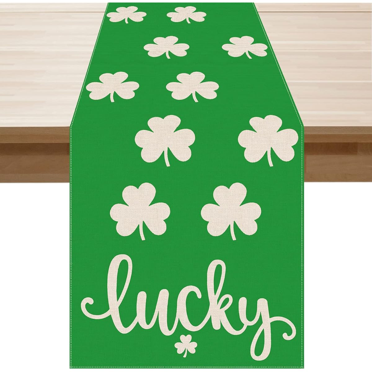 BOTB LIHM St. Patrick's Day Table Runner Lucky Clover Green Shamrock 13x72 Inch Kitchen Dining Table Decor for Indoor/Outdoor/Home Party Decor