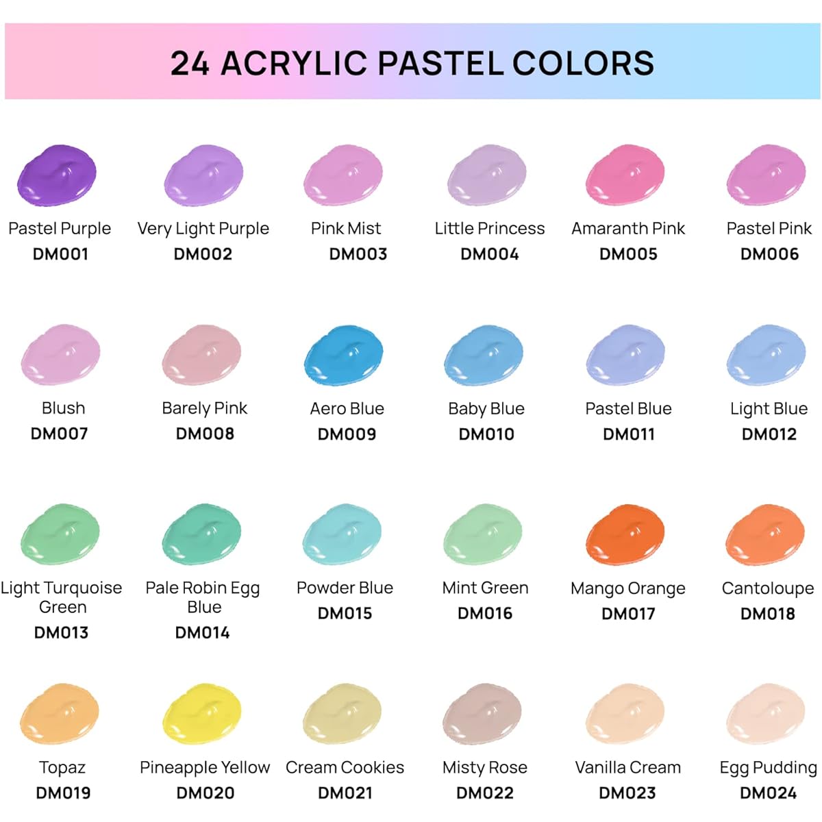 Discpace Acrylic Paint Pastel 59ml 24 Colors