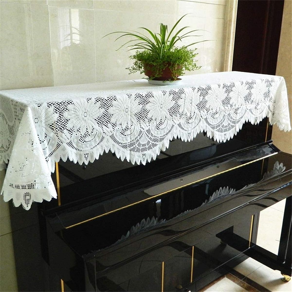 Piano Cover White Lace Piano Cover Piano Dustproof Simple Piano Clean 75x185cm Bags Covers Cases (Color : A Size : Free Size) (A Free Size)