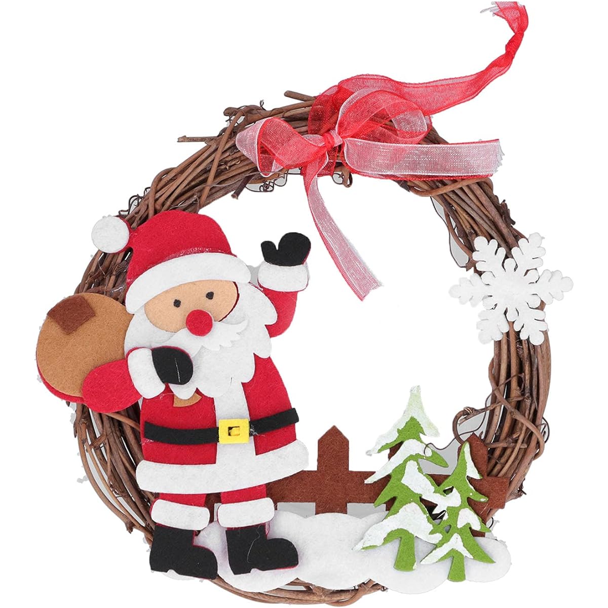 plplaaobo Christmas Door Wreath PVC Christmas Garland Ornaments No Assembly Required Fade-Resistant Easy to Clean Christmas Window Wreath (Santa Claus)
