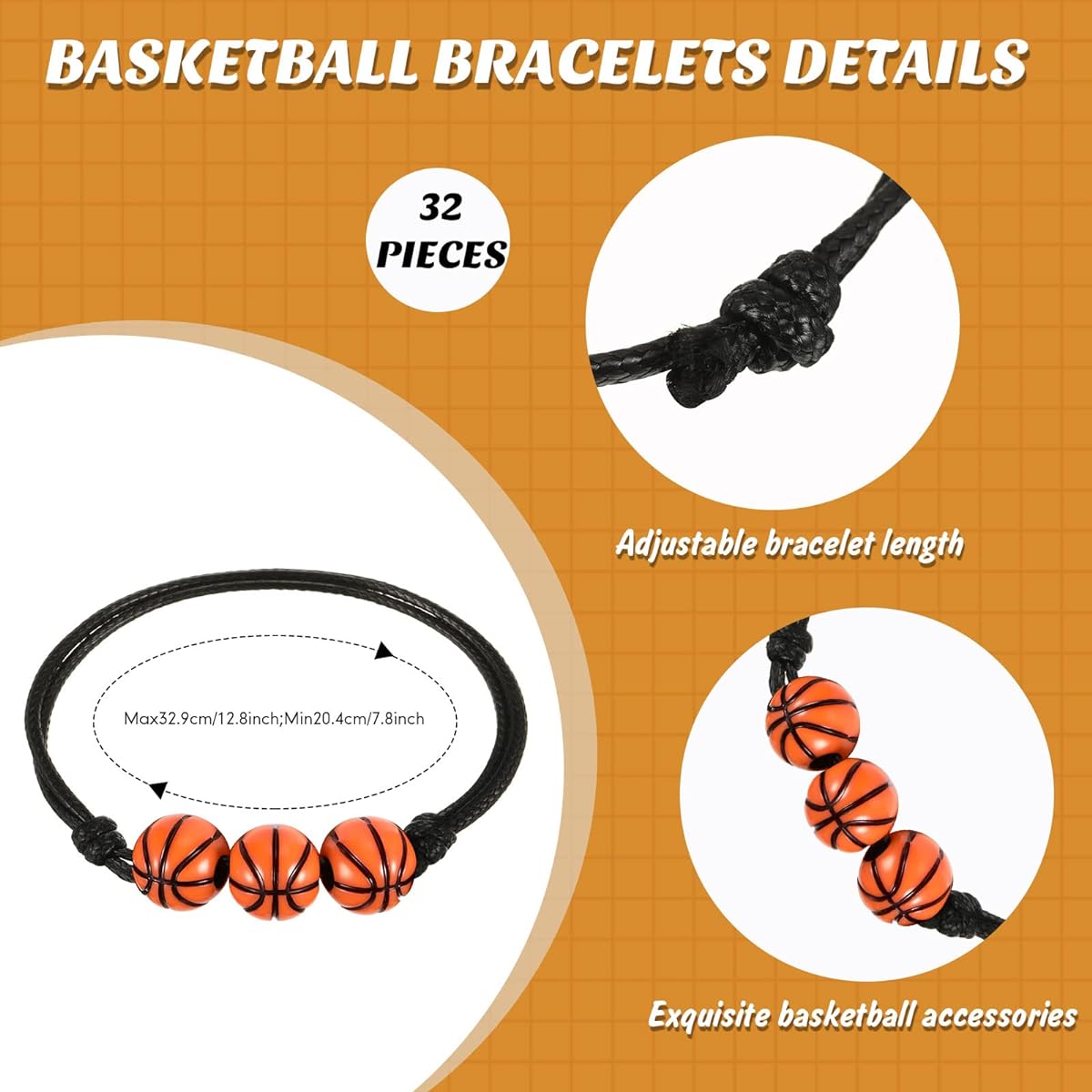 Sports Ball Party Favors Set - 64pcs Soccer Ball, Basketball, Football, Baseball Bracelets, 32pcs Sports Stress Balls, Adjustable Sports Wristbands, 1.6" Mini Foam Sports Balls for Kids and Adults (Basketball)