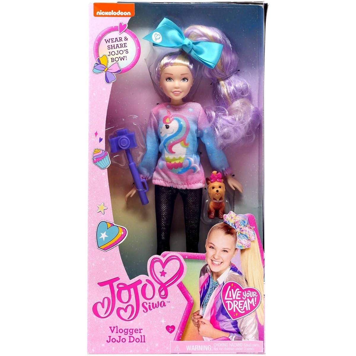 Just Play JoJo Siwa 10" Fashion Vlogger Articulated Doll with Unicorn Outfit and Camera and Bow Accessories